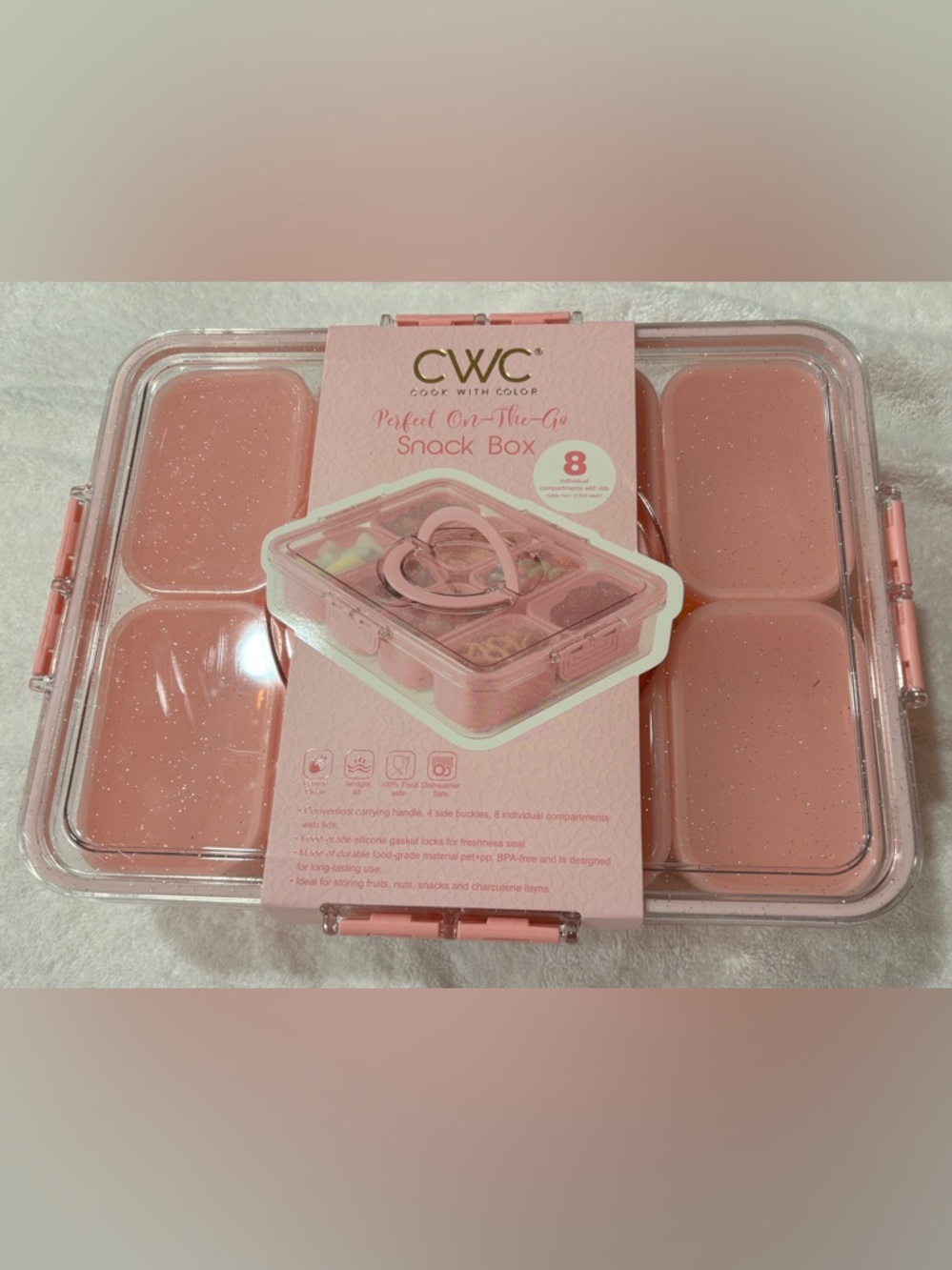 Cook With Color (CWC) - Pink Perfect On-The-Go Snack Box - 8 Compartments. NWT - Picture 5 of 7